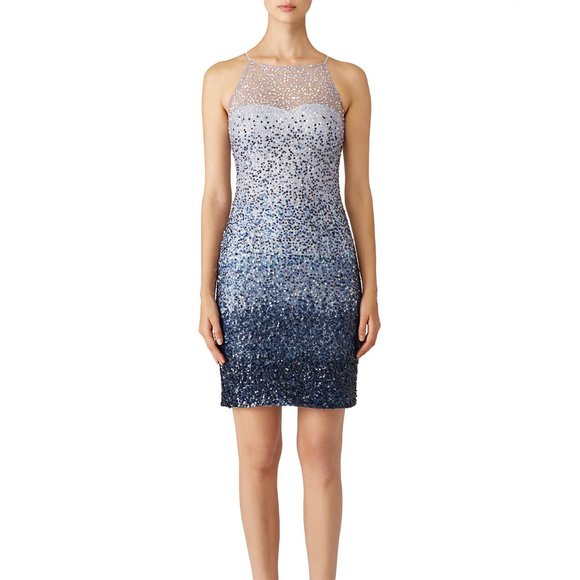 Badgley Mischka Dresses & Skirts - Badgley Mischka Blue Ombre Sequin Sheath EUC
